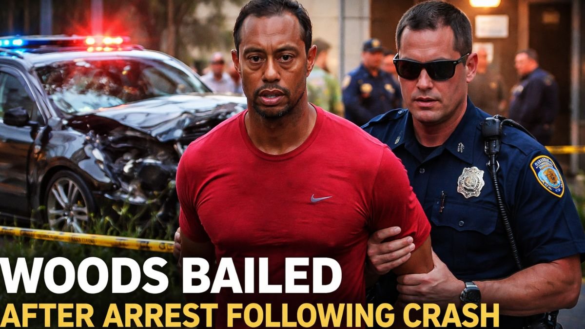 Woods bailed after arrest following crash