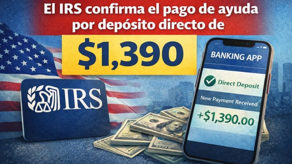 El IRS confirma el pago de ayuda por depósito directo de $1,390