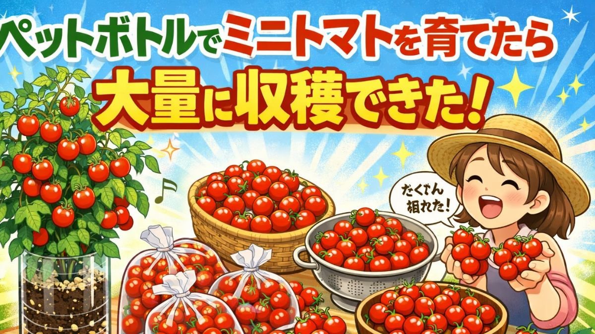 ペットボトルでミニトマトを育てたら、大量に収穫できた！
