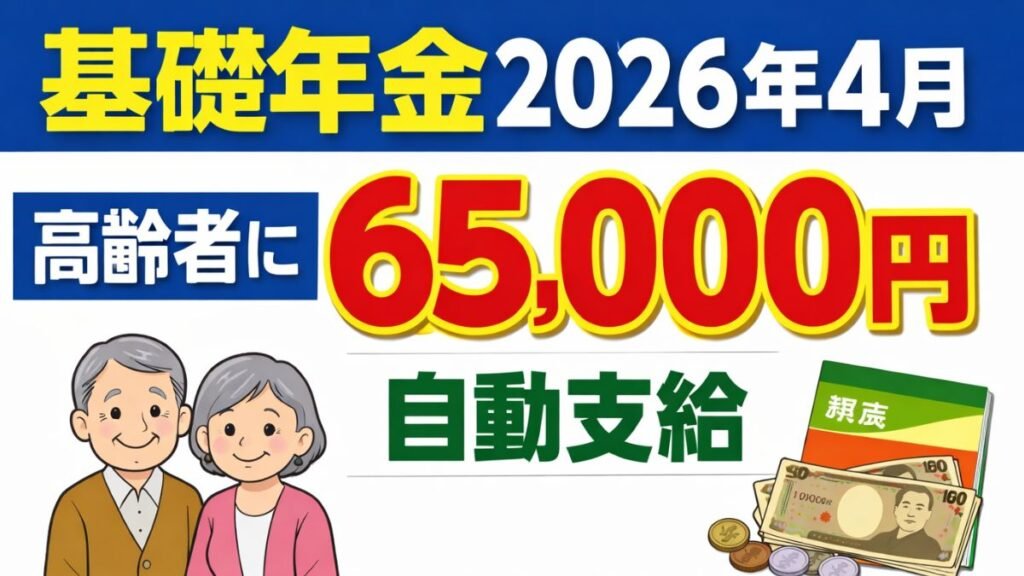 基礎年金2026年4月: 高齢者に65,000円 自動支給 振込は4月10日
